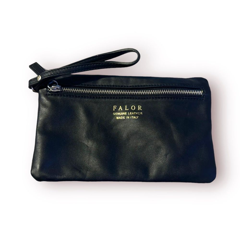 Falor Italy‎ Black Leather Clutch
